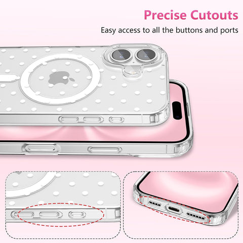 ZTOFERA Cute Polka Dot Case for iPhone 16 6.1",White Dot
