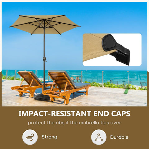 Abba Patio 7.5FT Lyon Outdoor Patio Umbrella Outdoor Table Umbrella with Push Button Tilt and Crank Market Umbrella 6 Sturdy Ribs UV Protection Waterproof for Garden Deck Backyard Pool Tan