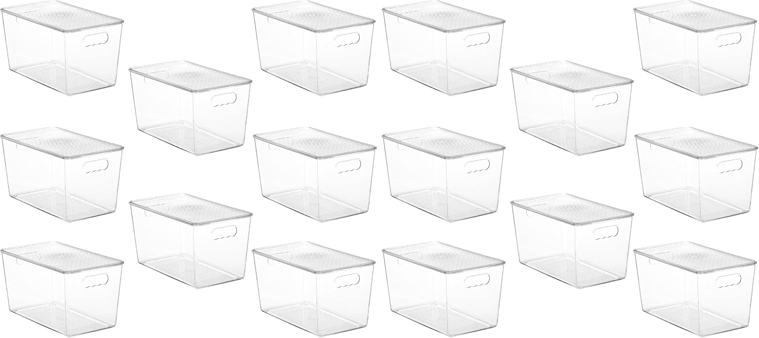 Vtopmart 16 Pack Clear Stackable Storage Bins with Lids, XLarge