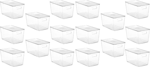Vtopmart 16 Pack Clear Stackable Storage Bins with Lids, XLarge