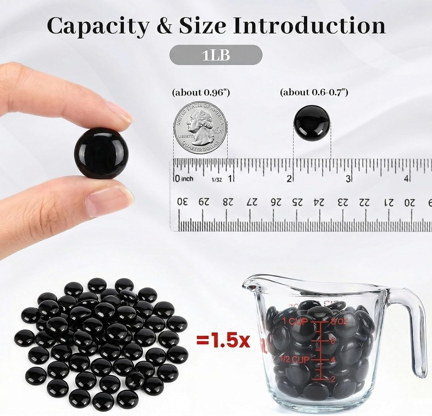 FUTUREPLUSX 1 LB Dark Glass Beads, Flat Marbles for Vase Fillers