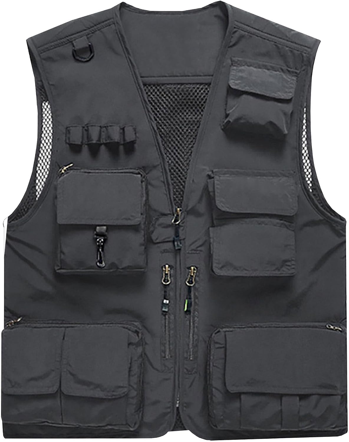 Flygo Men's Casual Lightweight Outdoor Fishing Work Safari Travel Photo Cargo Vest Jacket Multi Pockets