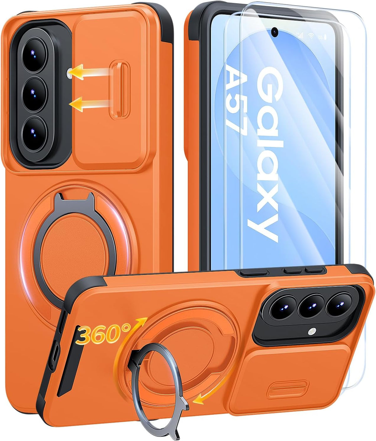 JAME for Samsung Galaxy A57 5G Phone Case with Stand & Slide Camera Cover