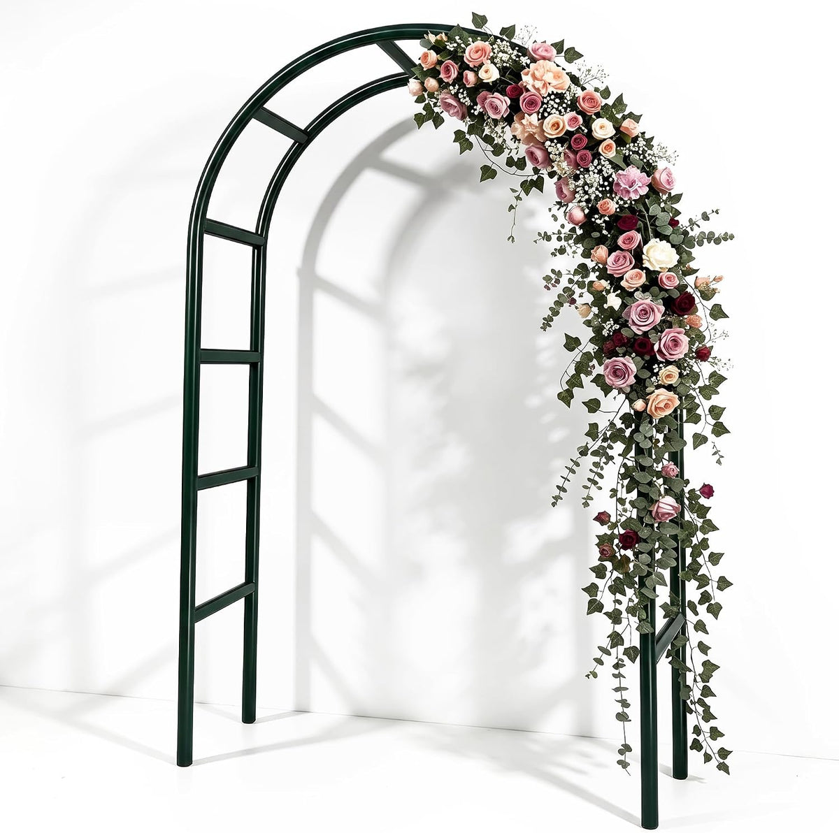 RUBFAC 7.8ft Garden Arch, Metal Trellis for Climbing Plants Outdoor
