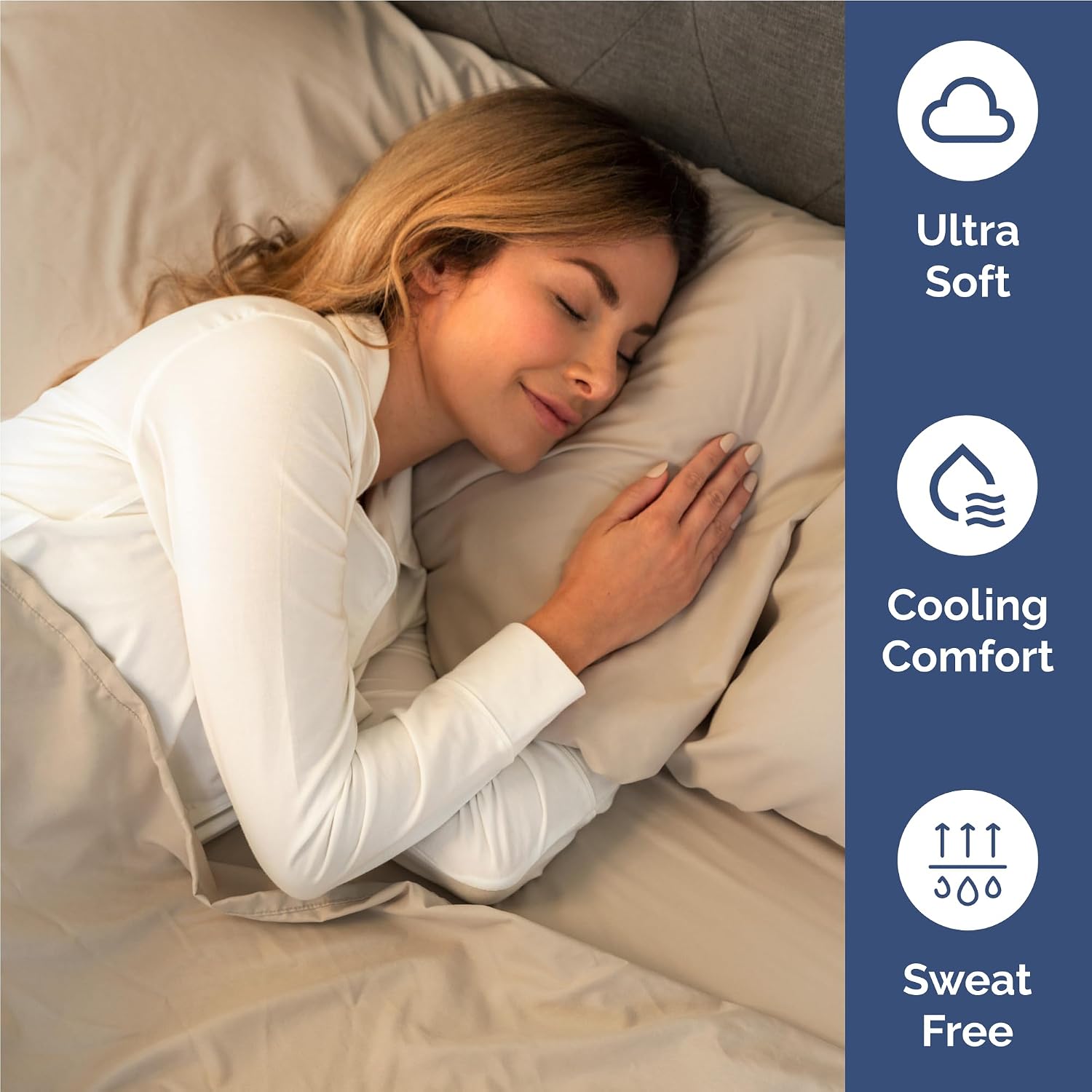 Full Size 4 Piece Sheet Set - Comfy Breathable & Cooling Sheets - Cream