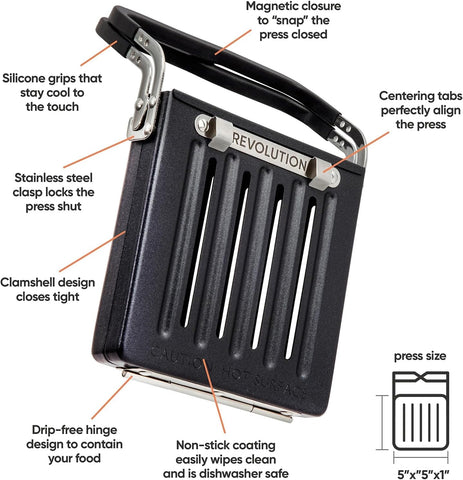 Revolution Toastie Press (Works With All Toasters) Conveniently Toast Delicious Grilled Cheeses, Quesadillas, and Paninis in Your Toaster