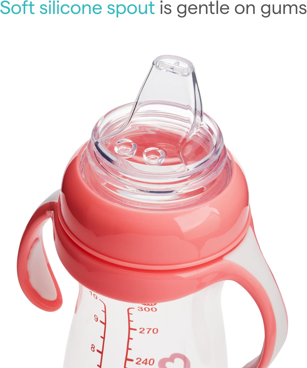 Munchkin Gentle Transition Baby Sippy Cup, Baby's First Sippy - Helps Babies & Toddlers Transitioning from Bottles to Cups, Spill Proof, 9 Months & Up, 10 Ounce, 2 Pack, Pink/Purple