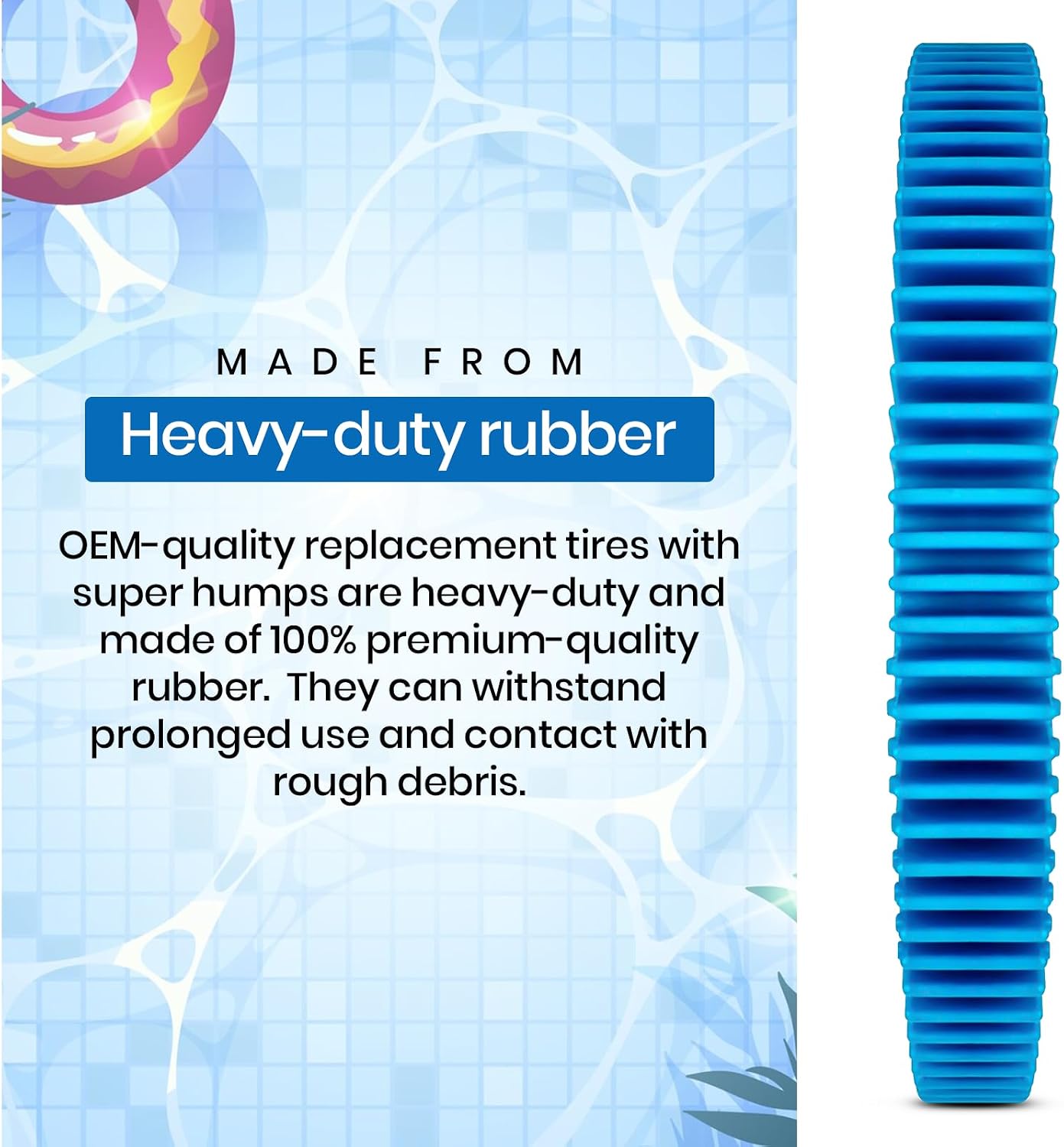 AR-PRO Replacement Tires with Super Hump | Compatible with Poolvergnuegen 896584000-143, Fits Select Poolvergnuegen/Hayward Phoenix Cleaners, 4-Pack