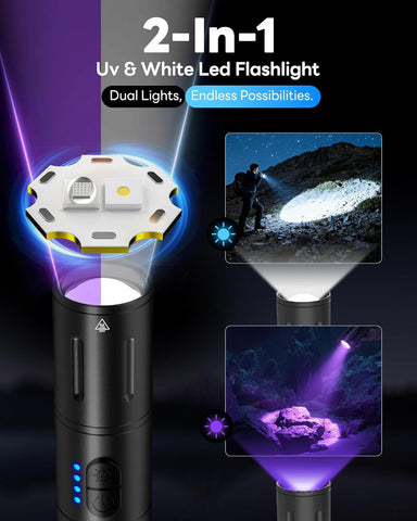 MOWETOO UV Flashlight 395nm Rechargeable Black Light Flashlight Mini