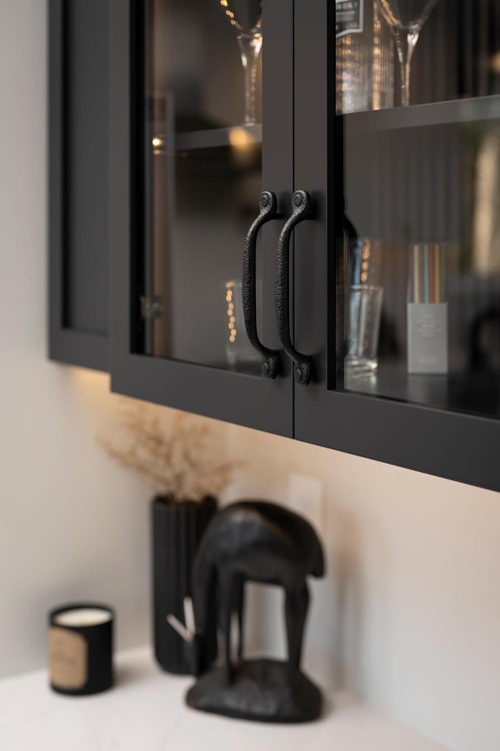 Hickory Hardware 1 Pack Solid Core Kitchen Cabinet Pulls, Luxury Cabinet Handles, Hardware for Doors & Dresser Drawers, 8-13/16 Inch (224mm) Hole Center, Black Iron, Refined Rustic Collection