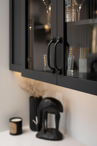 Hickory Hardware 1 Pack Solid Core Kitchen Cabinet Pulls, Luxury Cabinet Handles, Hardware for Doors & Dresser Drawers, 8-13/16 Inch (224mm) Hole Center, Black Iron, Refined Rustic Collection