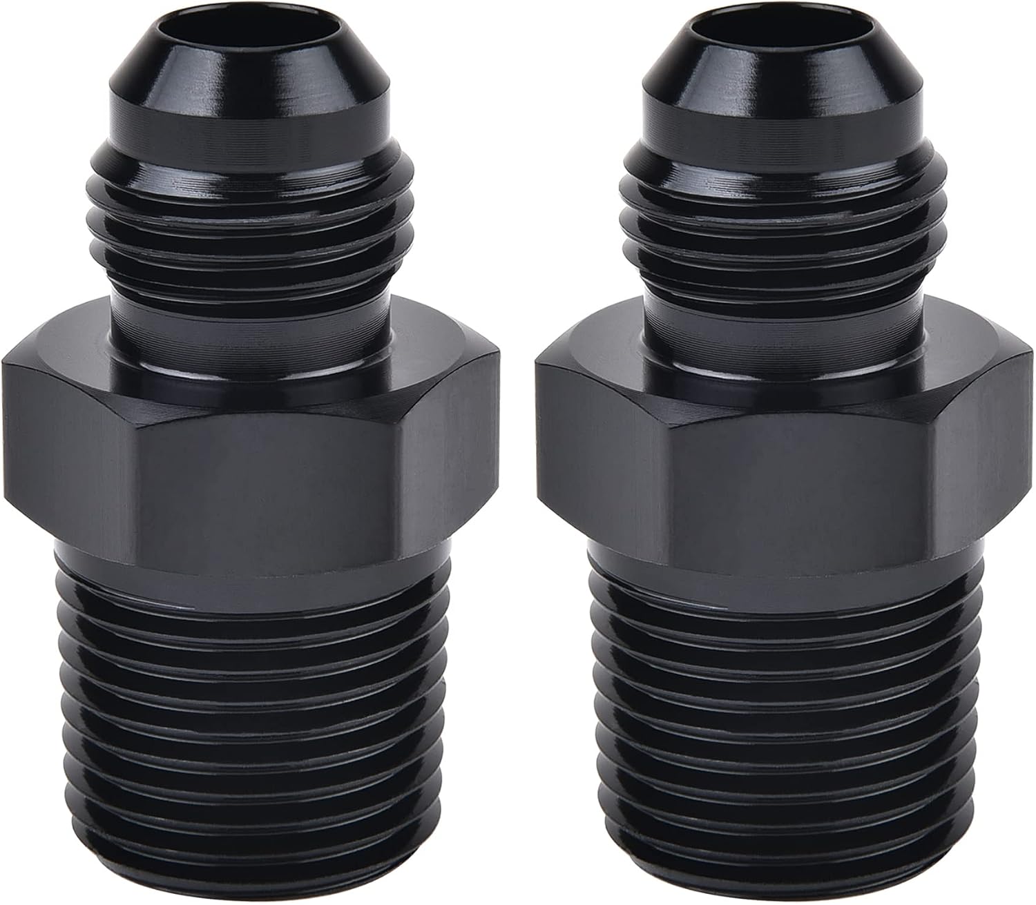 EVIL ENERGY 6AN Male Flare to 3/8" NPT Pipe Fitting Adapter Aluminum Straight Black 2PCS
