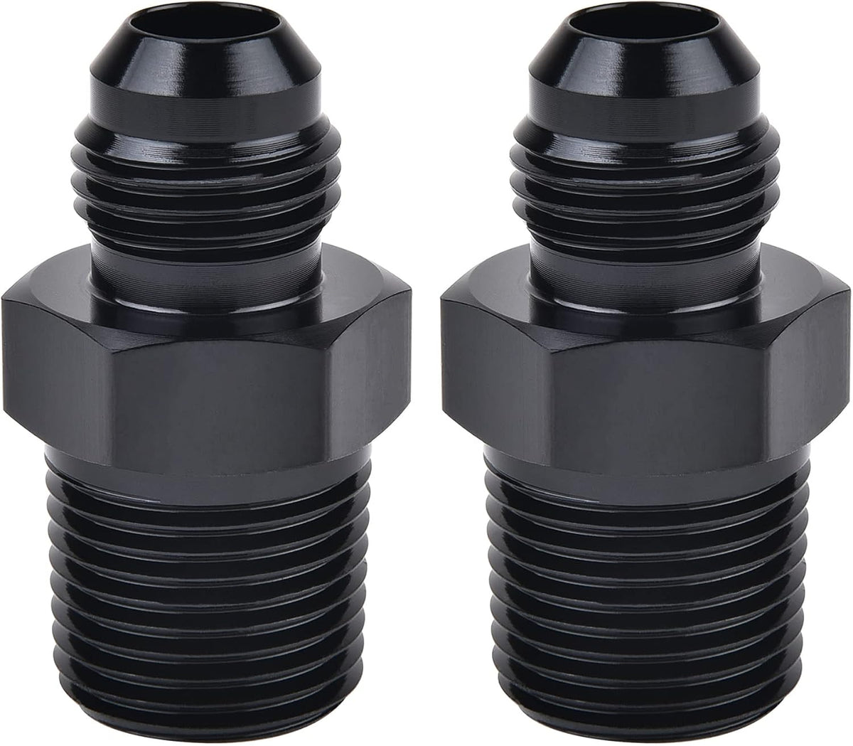 EVIL ENERGY 6AN Male Flare to 3/8" NPT Pipe Fitting Adapter Aluminum Straight Black 2PCS