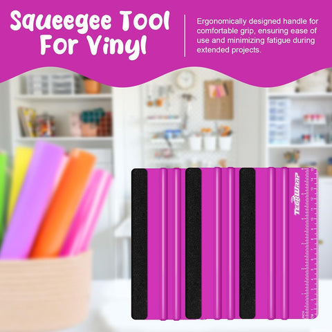TECKWRAP Professional Squeegee Tool for Vinyl Decals, Inkjet Vinyl Sticker Paper,and Wallpaper - 6"x2.9", Scratch-Free Application (Pitaya)