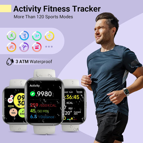 Smartwatch for Women, Compatible with Android & iPhone, 1.8'' Fitness Tracker Watch with Alexa, Call & Notification Alerts, Heart Rate & Sleep Monitor, 120 Sports Modes, Waterproof Watch for Women