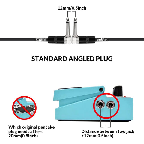 24 Inch Guitar Patch Cable 60 CM Performance Guitar Effect Pedal Cables Straight to Angled