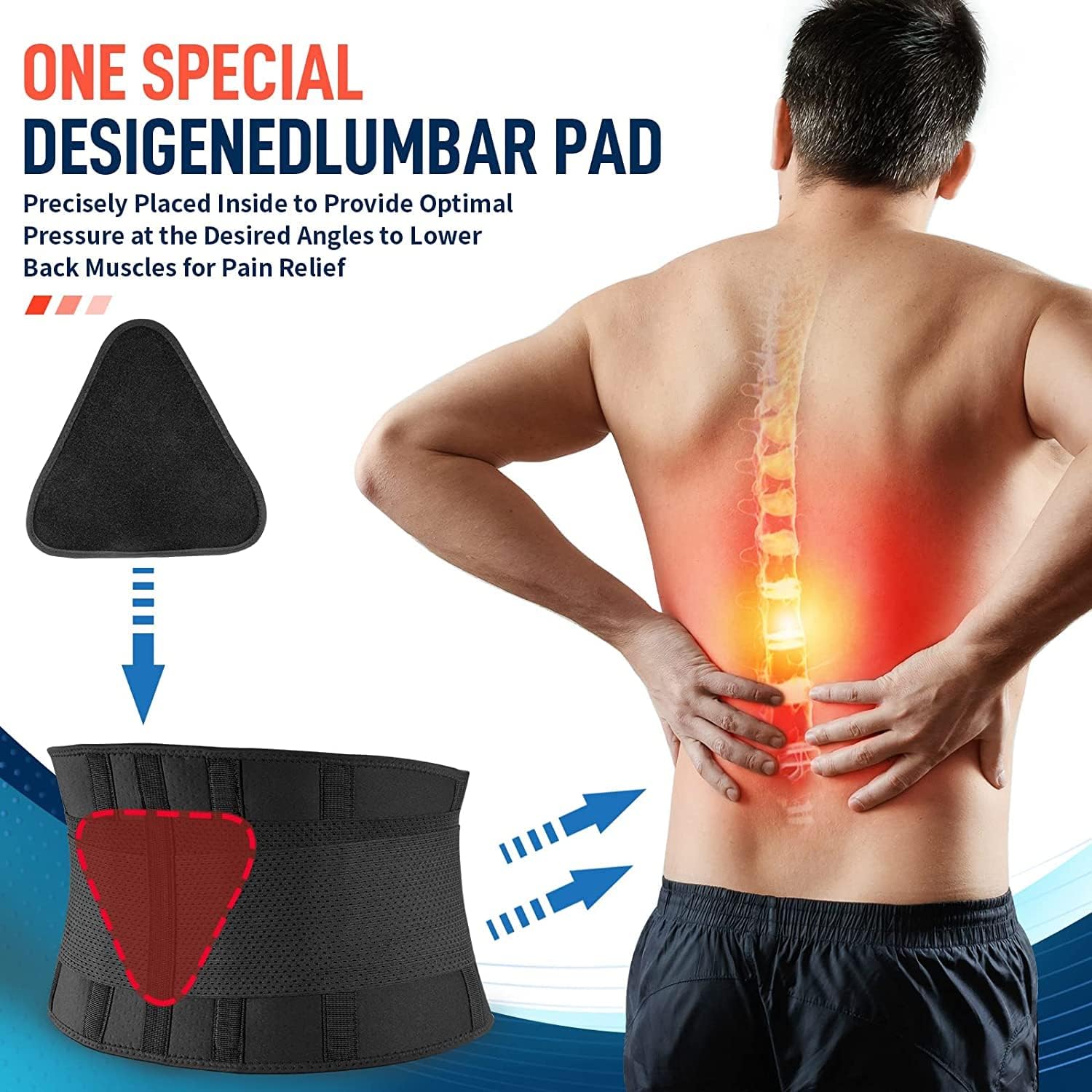 FEATOL Back Brace for Women & Men, Lower Back, Sciatica Pain Relief