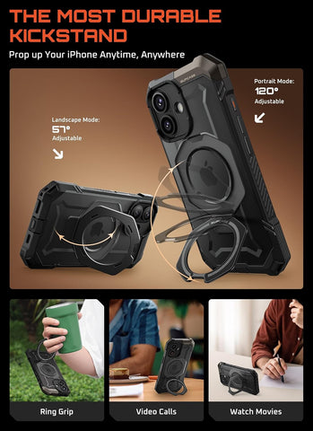 SUPCASE for iPhone 17 Case with Stand & Camera Control Button, Black