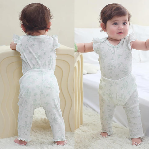 Ruliby Baby Bodysuit and Pant Set Summer Ribbed Mix Match Infant Clothes
