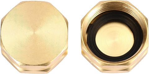 2 Pack Garden Hose End Caps with Washers, Brass Spigot Cap, 3/4" Female End Cap