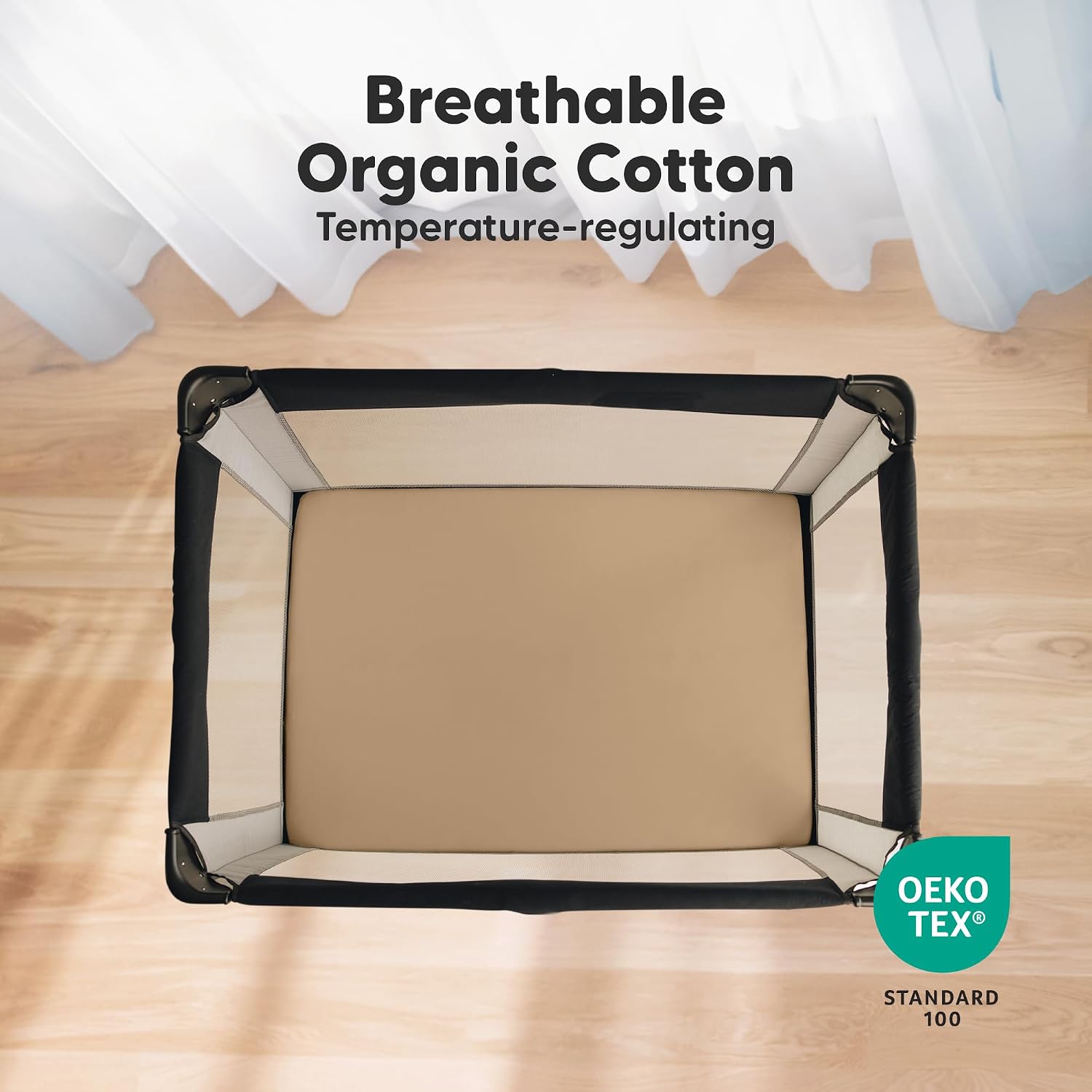 2-Pack Mini Crib Sheets Fitted, 38x26 Pack N Play Mattress Sheets (Pecan)