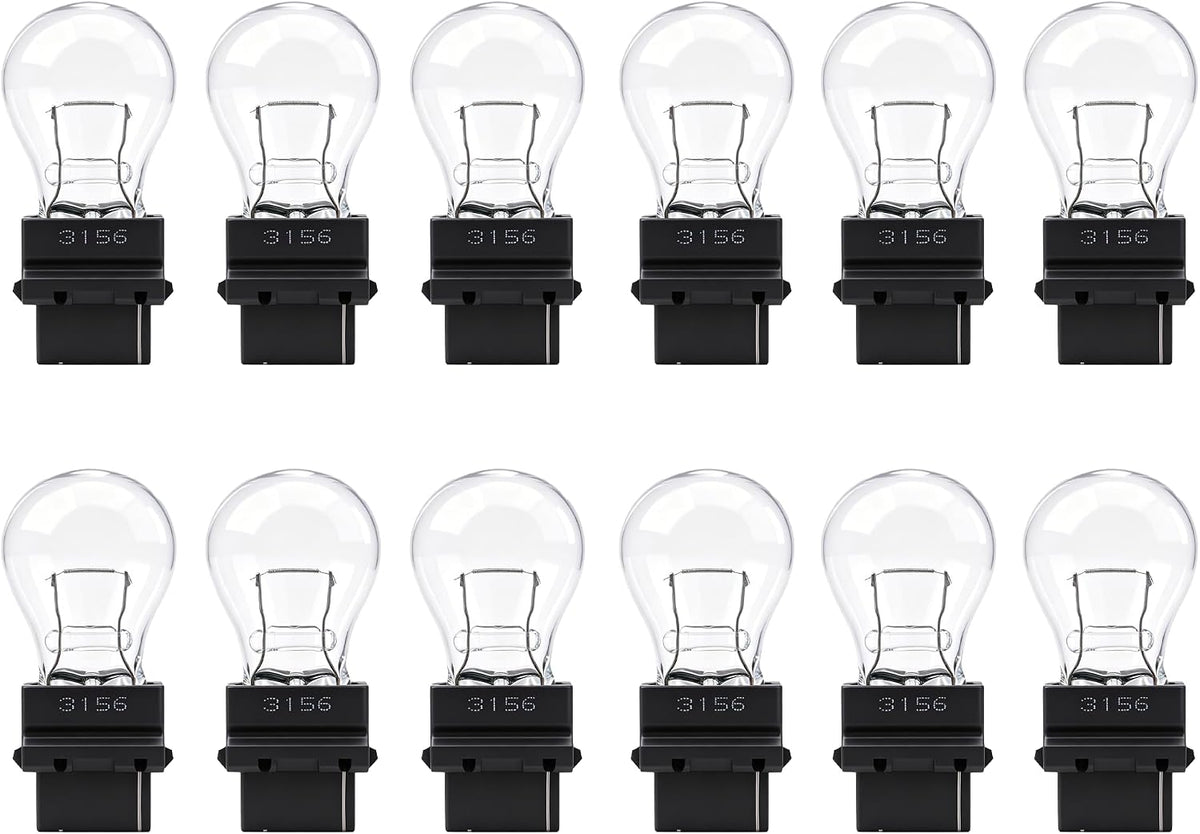 12 Pack 3156 Bulb,T25 3155 3156ll 3456 4156 P27W Back Up Light/Reverse/Turn Signal Bulbs Halogen Long Life Fit for E150-E350 Escape F250-F350 Focus Mustang Ranger Civic Corolla Solara