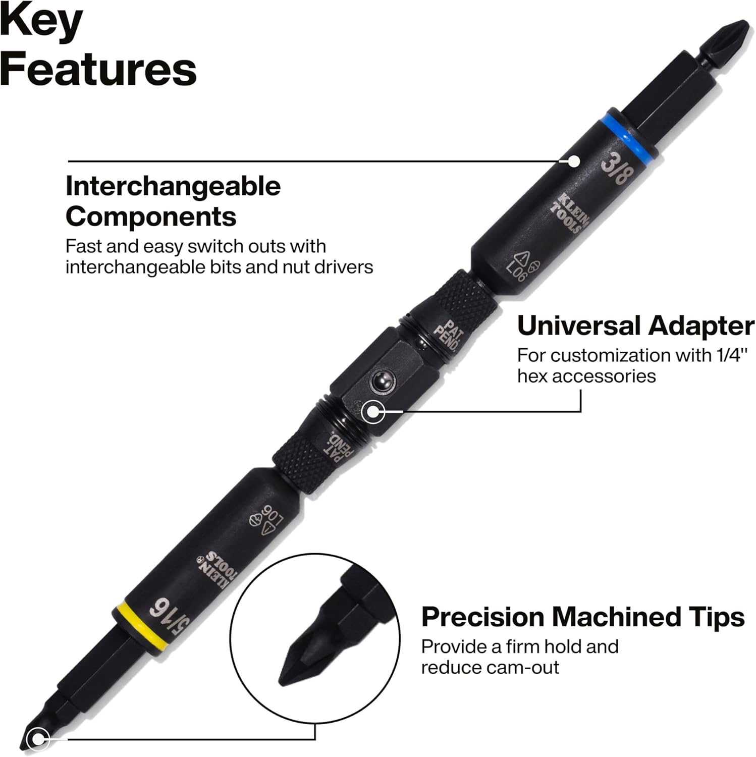 Klein Tools 32500HD Multi-Bit Screwdriver/Nut Driver, Impact Rated 11-in-1 Tool with Phillips, Slotted, Square and Torx Tips