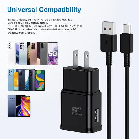 Type C Charger Fast Charging, 2 Pack USB C Android Phone Charger&6ft Cables