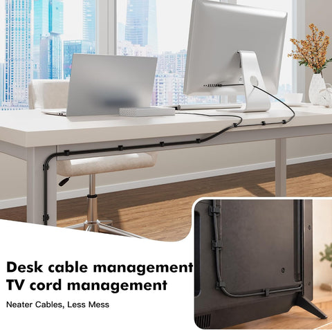 30 Pcs Small Black Adhesive Cable Clips for Cord Management Under Desk Nightstand Phone PC Charger Plug Speaker TV Cord Holder Keeper Hook Wall Wire Organizer Car Dash Cam Ethernet Christmas Light