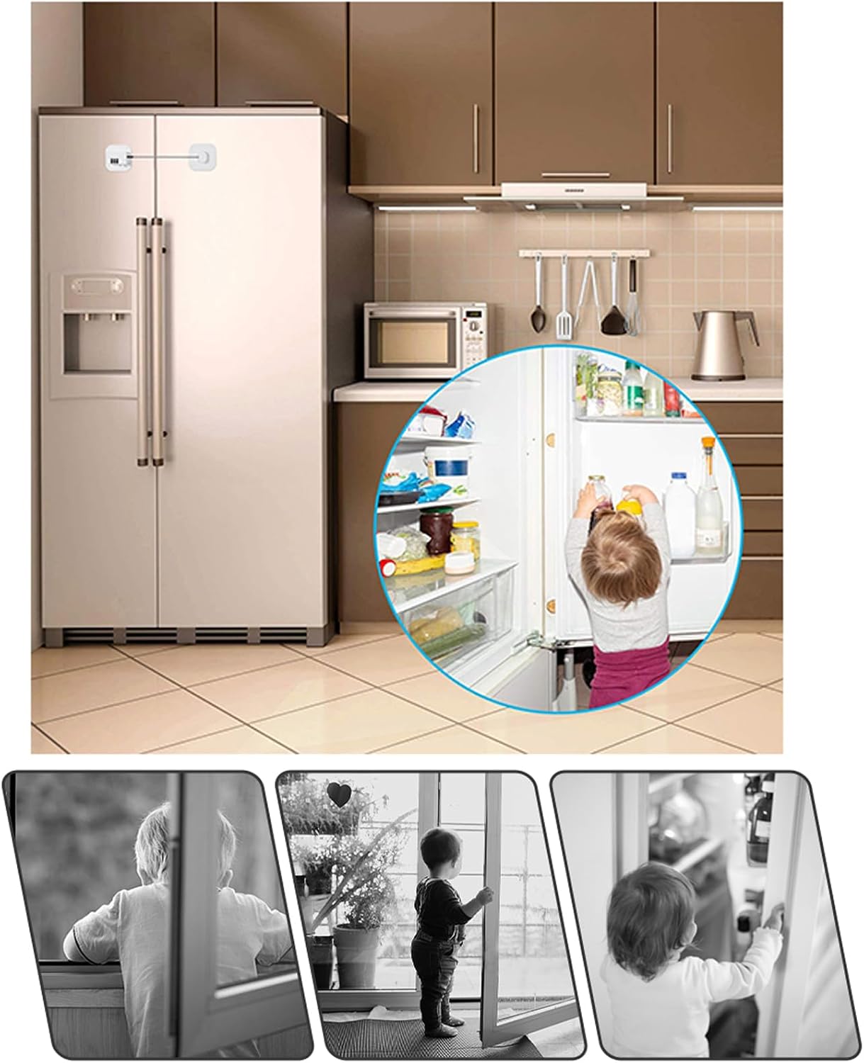 Child Safety Cabinet Locks,Fridge Lock,Closet Locks,Cabinet Lock,Black 2Pcs