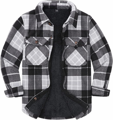 ThCreasa Boys Sherpa Lined Plaid Button Shirt Jacket