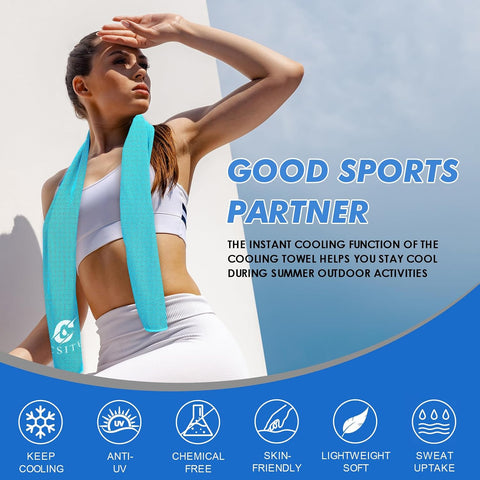 CSITE 6 Pack Cooling Towels (47"x12") for Neck and Face, Ice Towel for Hot Weather, Soft Breathable Chilly Gym Towels, Microfiber Towel for Work Out, Yoga, Running, Camping & More Activities