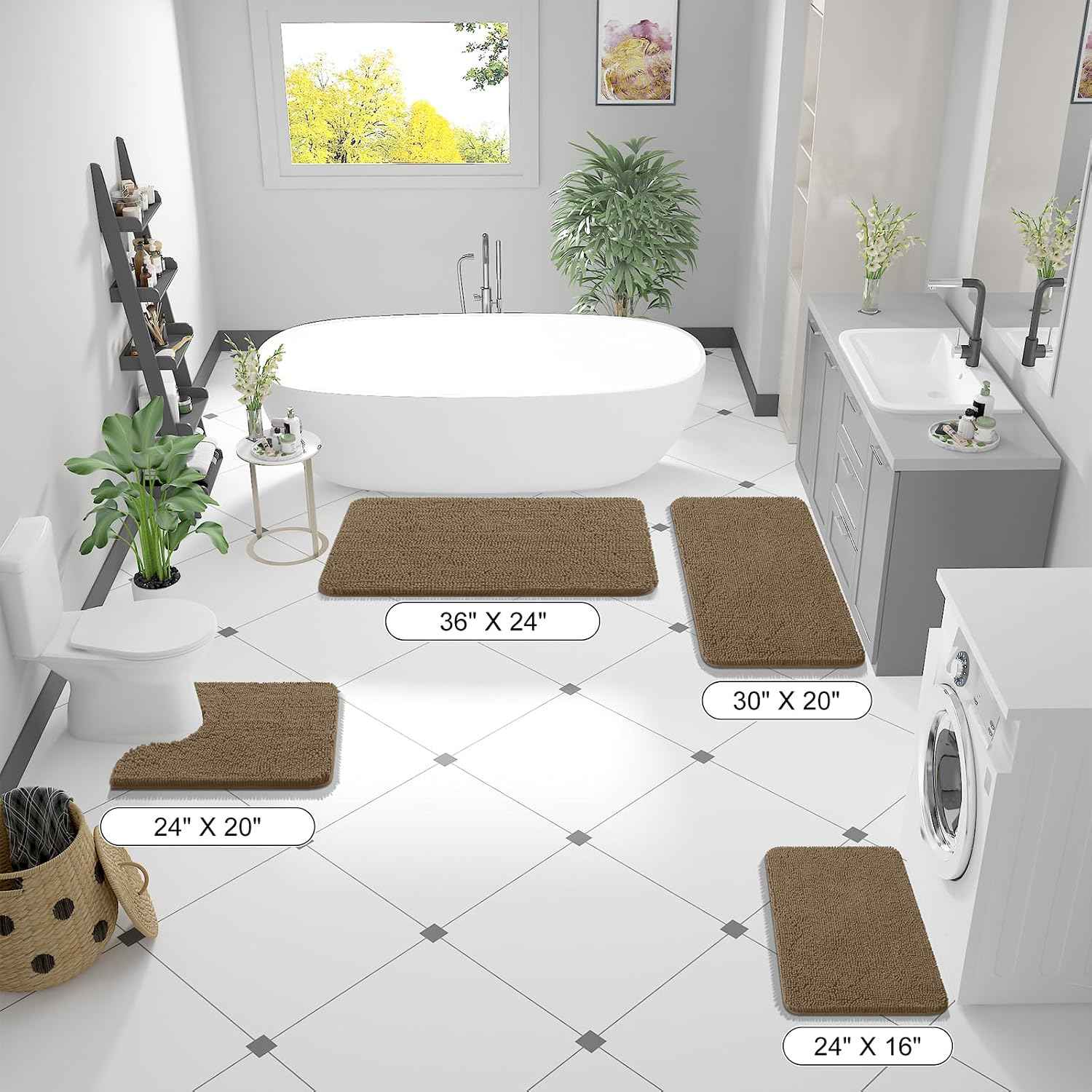 OLANLY Bathroom Rugs 36x24, Extra Soft Absorbent Chenille Bath Rugs