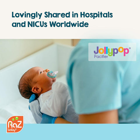 RaZbaby Jollypop Pacifier for Babies 3 Months and Up, USA Made, Natural Shaped Orthodontic Binky, Lovingly Shared in NICUs & Hospitals Worldwide, Medical-Grade 100% BPA-Free - 4 Pack - Lavender