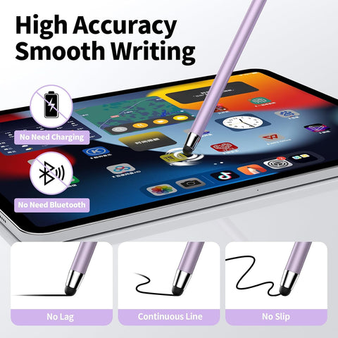 DAXINGXING 10-Pack 2-in-1 Stylus Pens for Touch Screens, 5 Purple & 5 Black