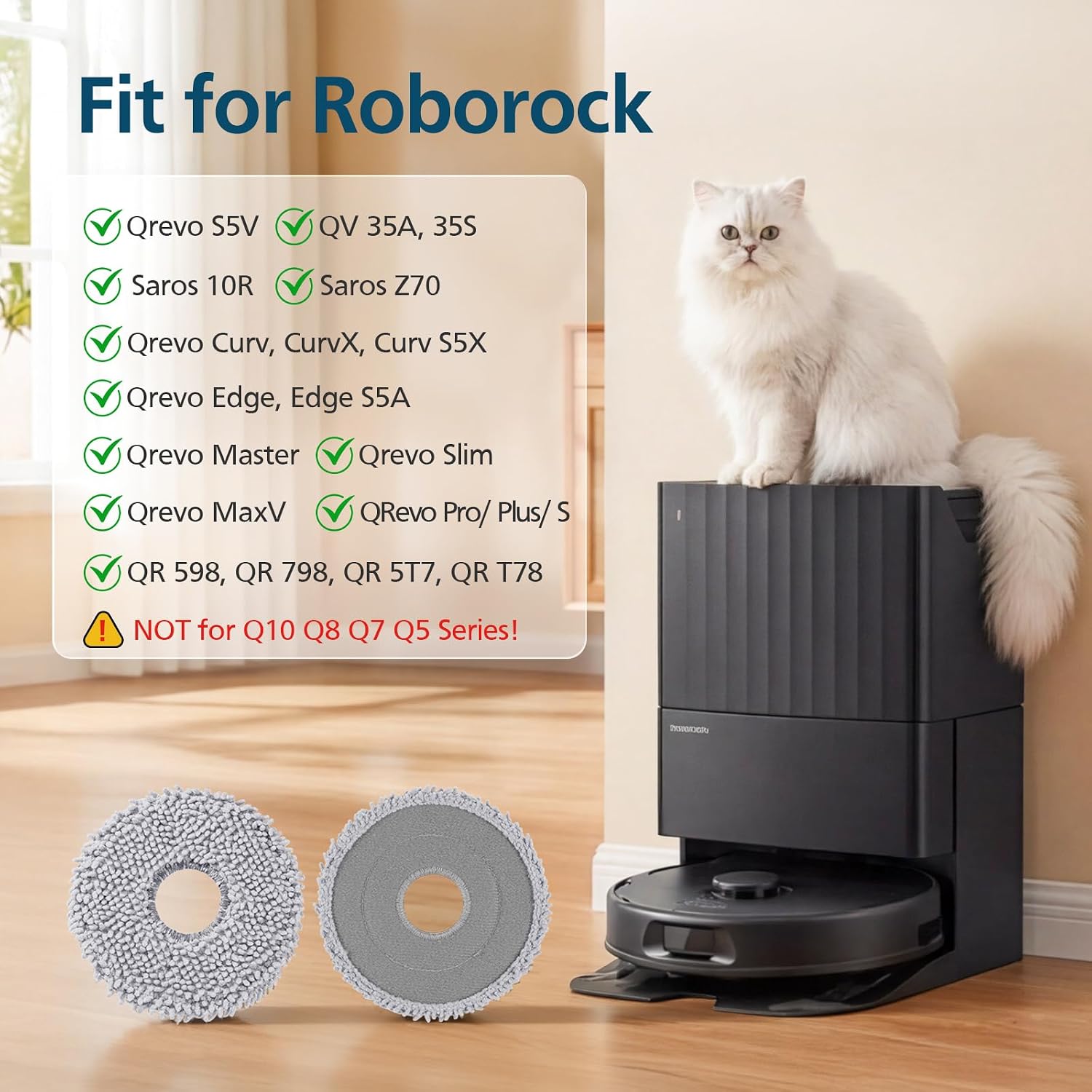 10 Pack Mop Pads for Roborock Qrevo S Pro, Qrevo S5V, QV 35A, Saros 10R