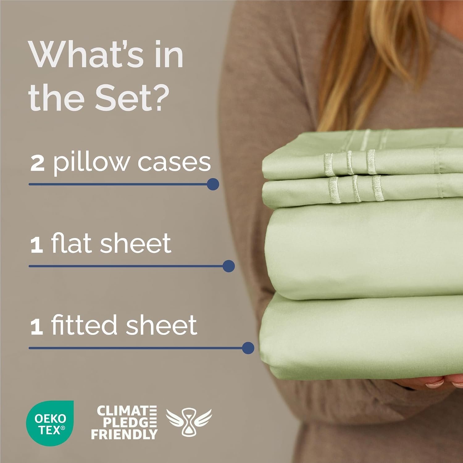 King Size 4 Piece Sheet Set - Comfy Breathable & Cooling - Light Sage Green