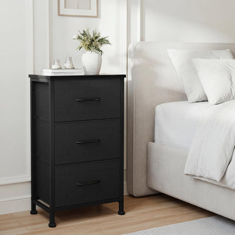 DUMOS 3 Drawer Nightstand for Bedroom, Small Night Stand Chest of Drawers