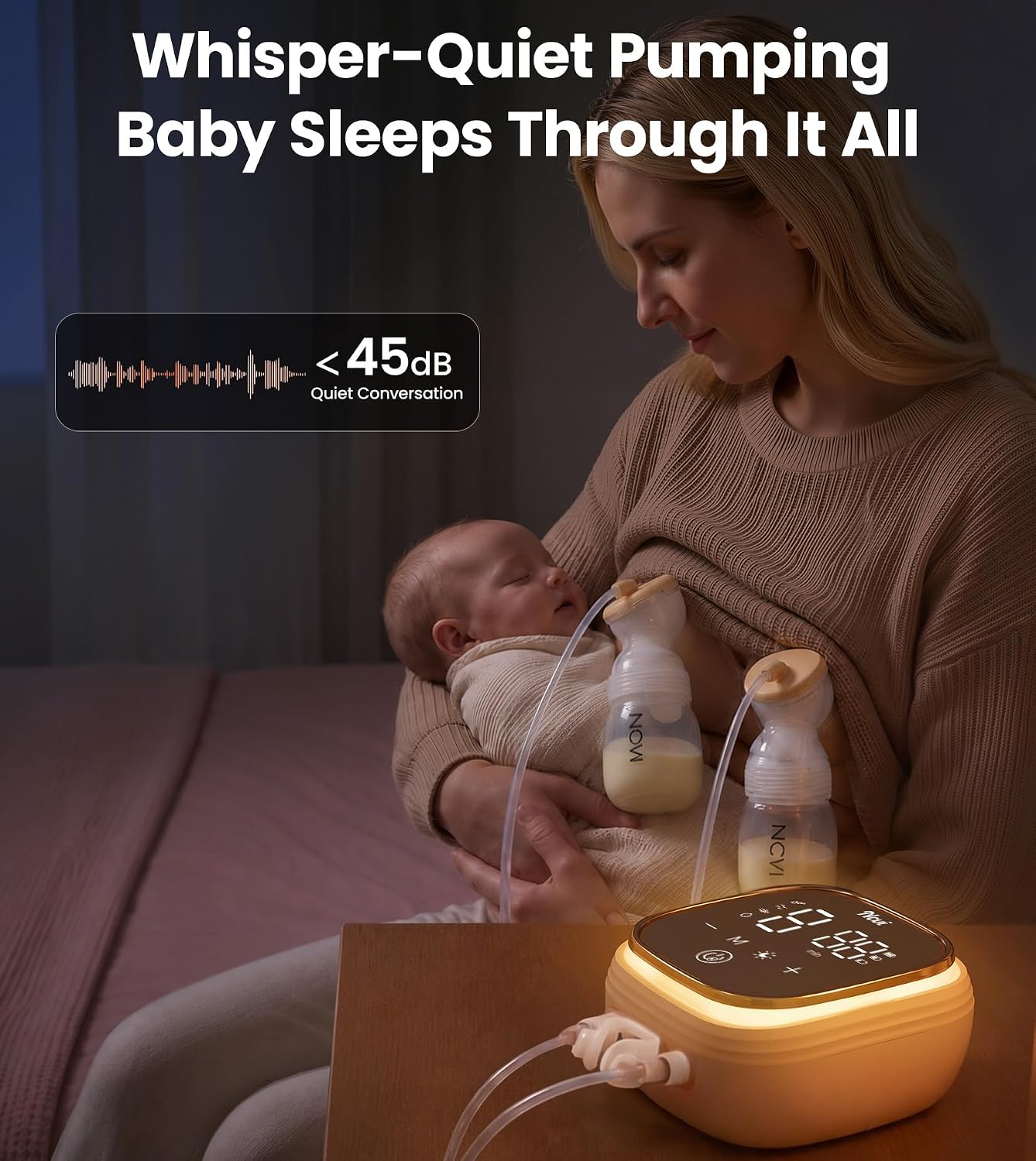 NCVI 8782 Pro Electric Breast Pump 4400mAh Battery with Night Light for Mom