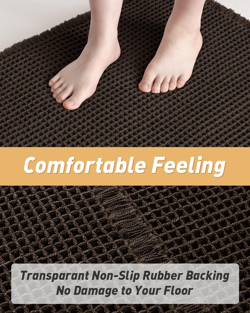 Upgraded Waffle Bath Mat Runner Absorbent Non Slip Bathroom Mat, 2' x 4'
