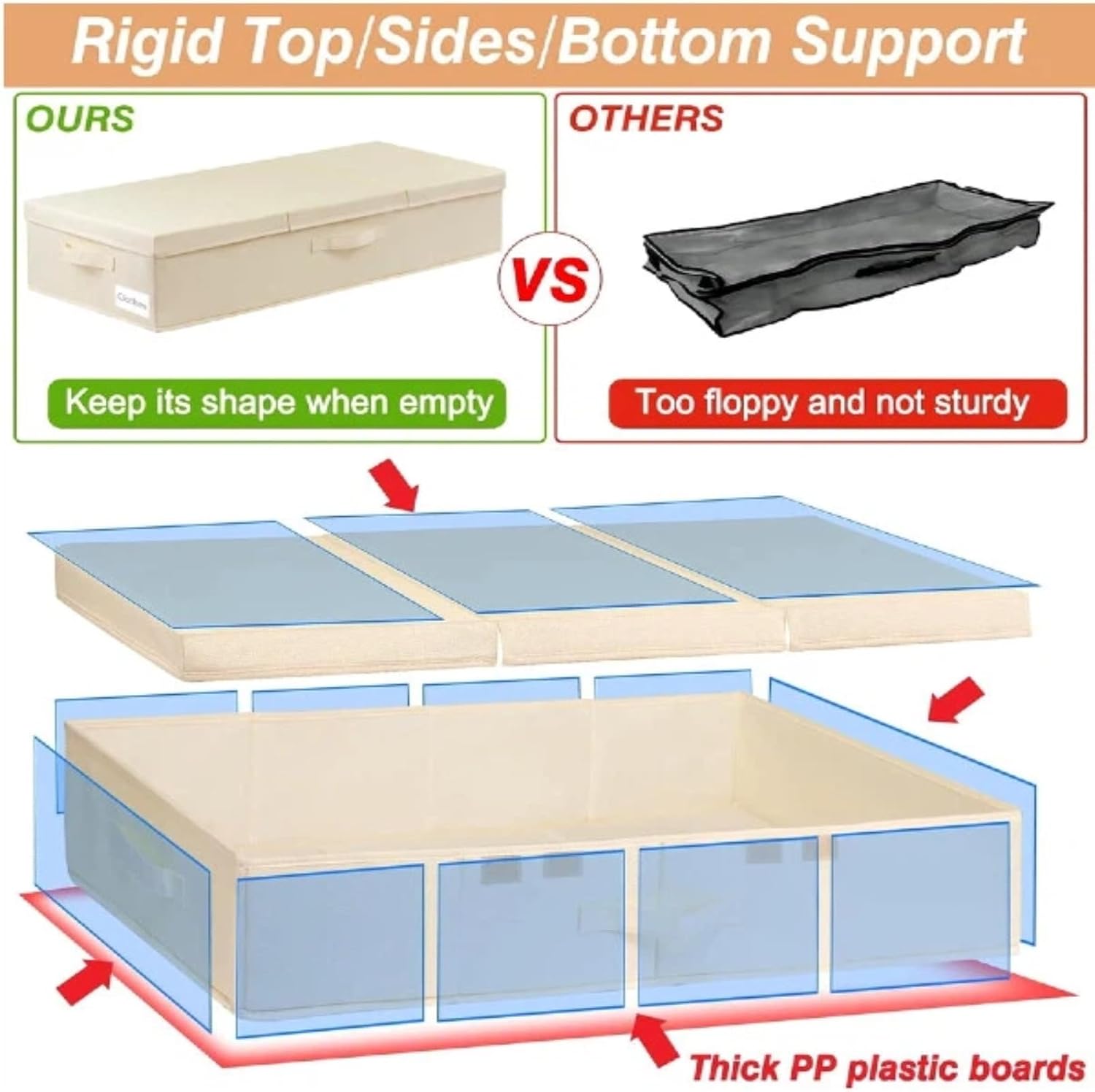 punemi 6 in Tall Under Bed Storage, Wedding Dress Box, 2 Pack, Beige
