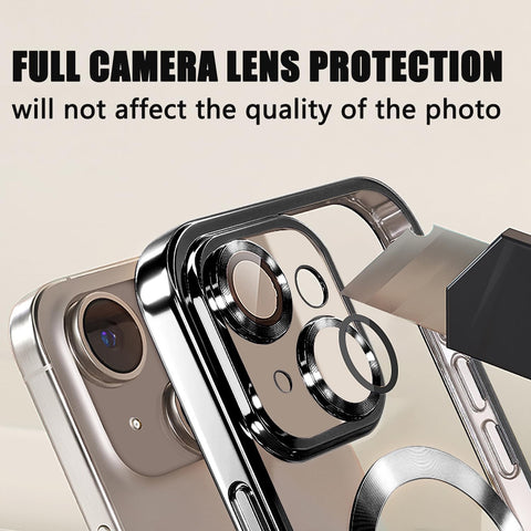 Misscase for iPhone 15 Magnetic Glitter Case Compatible with MagSafe,Full Protection Slim Shockproof Anti-Scratch Case with Camera Lens Protector Logo View Dust-Proof Net for Women Black