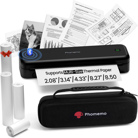 Phomemo M834 Inkless Portable Thermal Printer with a Case, 8.5 x 11, Black