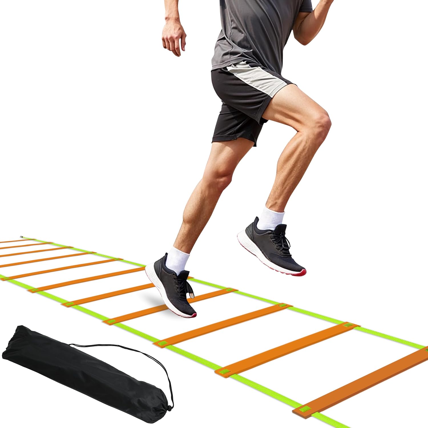 20ft Adjustable Agility Speed Ladder Training Ladder with Carry Bag - Soccer, Speed, Football Fitness Feet Training - Agility Training Equipment for Footwork Drills