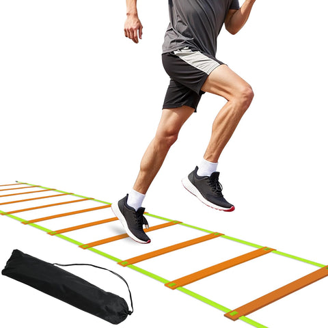 20ft Adjustable Agility Speed Ladder Training Ladder with Carry Bag - Soccer, Speed, Football Fitness Feet Training - Agility Training Equipment for Footwork Drills