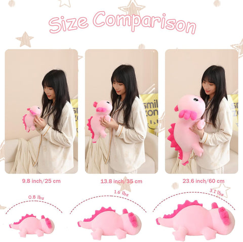 SQEQE Weighted Axolotl Plush, Weighted Axolotl Stuffed Animal, Cute Plushies Soft Pink Pillow Toy Gift for Kids Adults 9.8 Inch, 0.8 lbs
