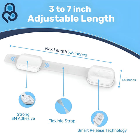 Baby Proof Me RV Fridge Lock & Child Safety Cabinet Latch, White, 6-Count