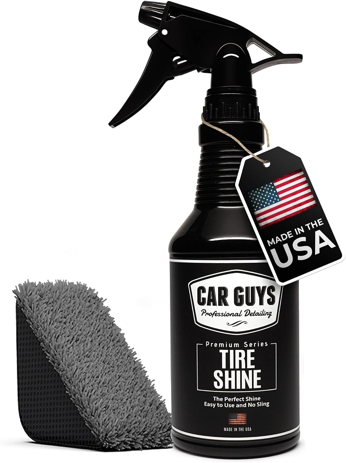 CAR GUYS Tire Shine Spray - The Perfect Deep Black Shine - Long Lasting Car Tire Dressing - No Sling & Dry to Touch - 18 Oz Kit with Applicator