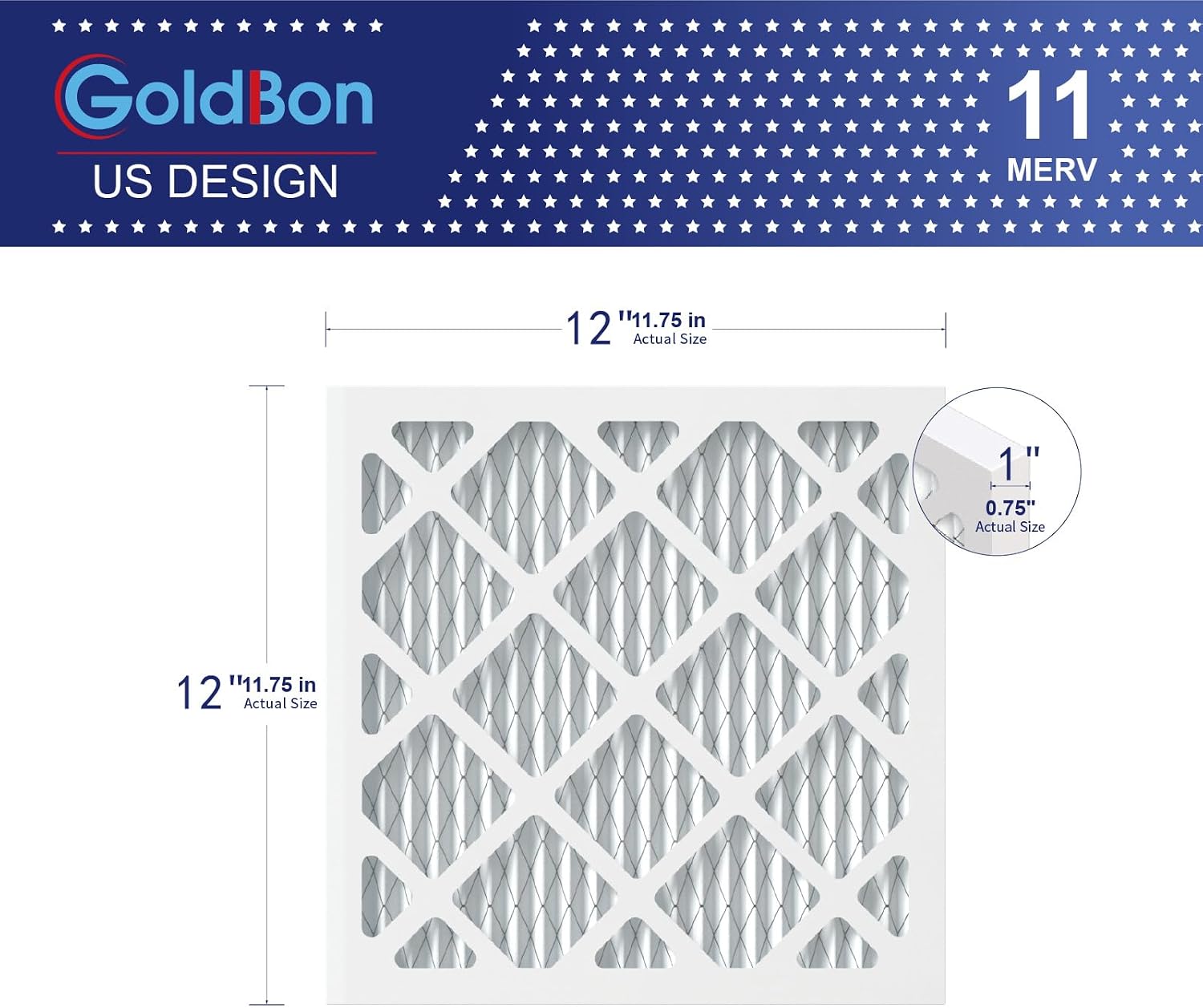 12x12x1 MERV 11 Air Filter 6-Pack for HVAC Furnace