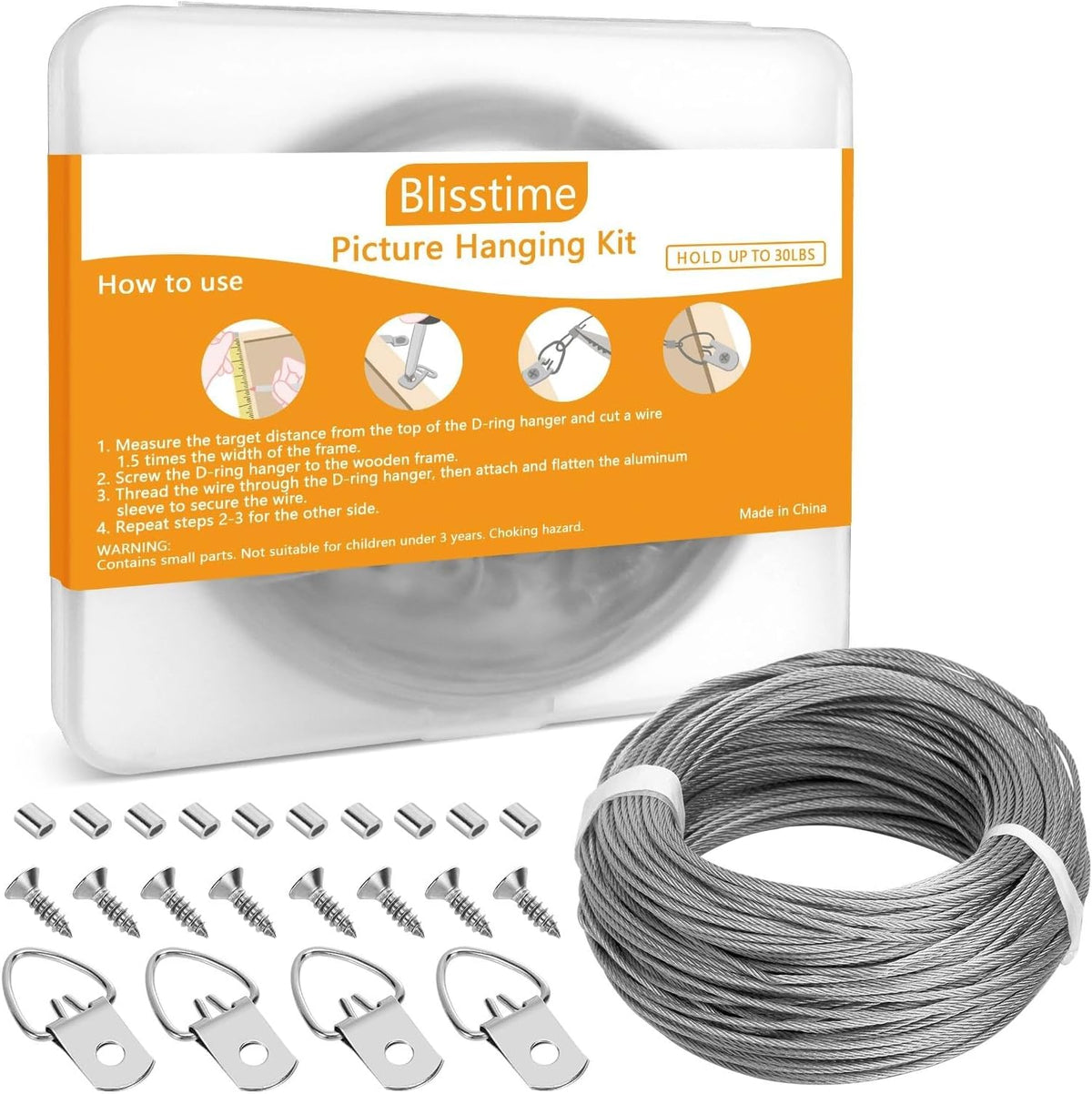 Blisstime 181 Pcs Picture Hanging Kit for Canvas Paintings, Photo Frames
